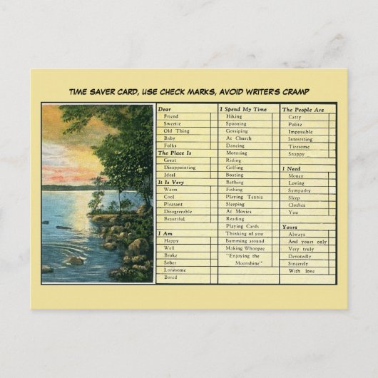 Grappig tijdspaarder voor luie mensen briefkaart (Voorkant)