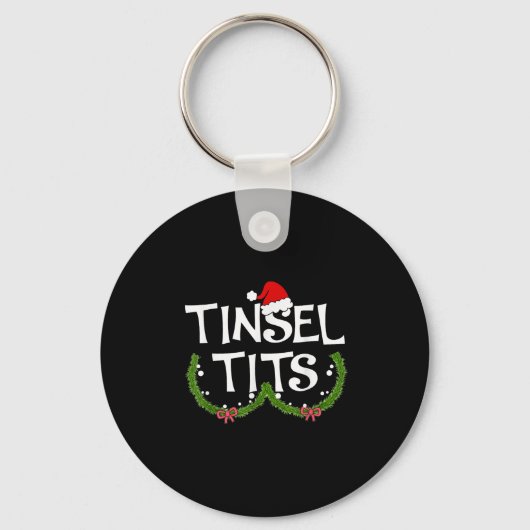 Grappig Tinsel Matching Jingle Kerstkoppels Sleutelhanger (Voorkant)