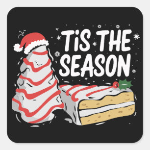Grappig Tis Het Seizoen Kerstboom Taarten Debbie Vierkante Sticker