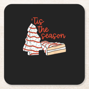 Grappig Tis The Season Design Kerstboom Vierkante Kartonnen Onderzetter