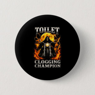 Grappig toilet verstopping kampioen skelet biker ronde button 5,7 cm