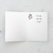 Grappig, tot ziens... ik zal je missen, Cute Owl Kaart (Binnen)