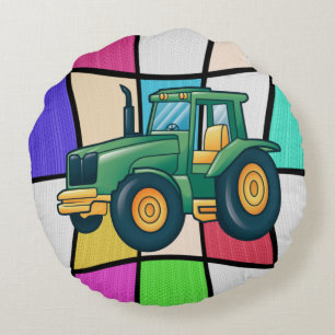 Grappig Tractor Cartoon Ontwerp Rond Kussen