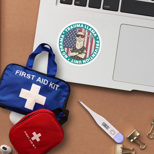 Grappig Trauma Lama Preventie Unit Medisch Ronde Sticker