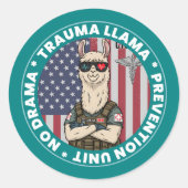 Grappig Trauma Lama Preventie Unit Medisch Ronde Sticker (Voorkant)