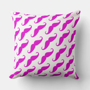 Grappig trendy roze neon snor patroon kussen