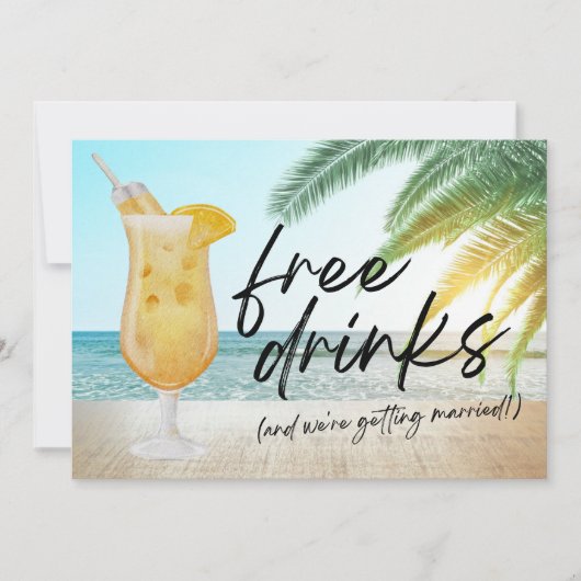 Grappig Tropisch Beach Weddenschap Save the Date Aankondiging (Voorkant)