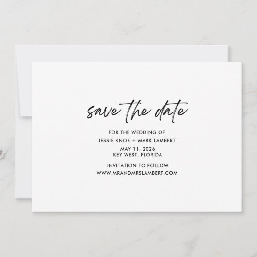 Grappig Tropisch Beach Weddenschap Save the Date Aankondiging (Achterkant)