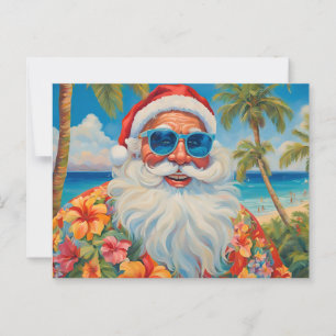 Grappig Tropisch Eiland Paradijs Kerstman Briefkaart