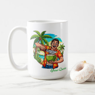 Grappig Tropisch Kokosnoot Strand Koffiemok