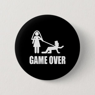 Grappig Trouwen Game Over Bruiloft Grap Team G Ronde Button 5,7 Cm