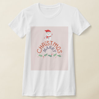 Grappig Trouwen Kerstsneeuw man roze T-shirt