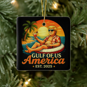 Grappig Trump Amerika's Golf 2025 Keramisch Ornament