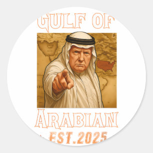 Grappig Trump Arabische Golf 2025 - Trump Golf van Ronde Sticker