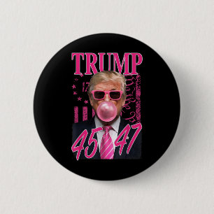 Grappig Trump Bubble Gum 1776 Roze Vlag Ronde Button 5,7 Cm