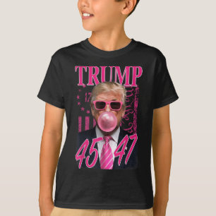 Grappig Trump Bubble Gum 1776 Roze Vlag T-shirt