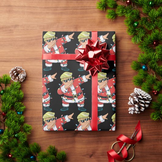 Grappig Trump Dabbing Santa Trump kerstverlichting Cadeaupapier (Feestdagen Geschenken)