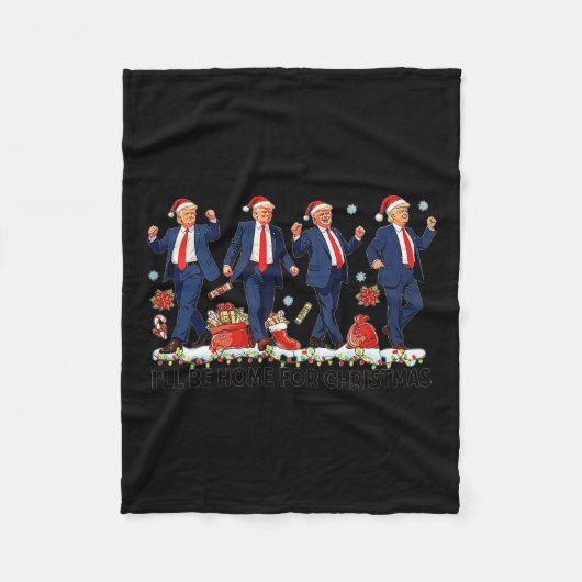 Grappig Trump Dans Kerstman Kerstmispajam Fleece Deken (Voorkant)