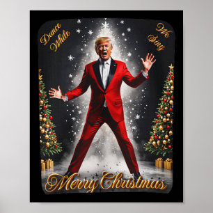 Grappig Trump Dans Kerstman Kerstmispajam Poster