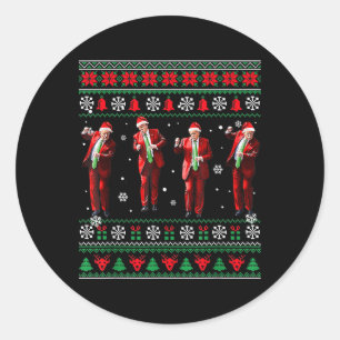 Grappig Trump Dans Kerstman Kerstmispajam Ronde Sticker