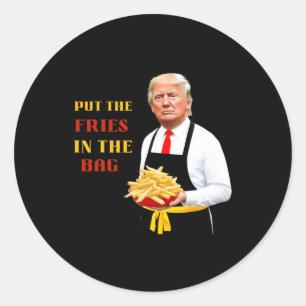 Grappig Trump fastfood zet de frietjes in de zak 2 Ronde Sticker