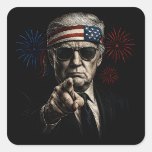 Grappig Trump Golf van Amerika 2025 4 juli Vierkante Sticker