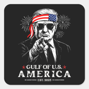 Grappig Trump Golf van Amerika 2025 4 juli Vierkante Sticker