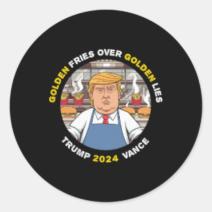 Grappig Trump Gouden Friet Over Gouden Leugens Tru Ronde Sticker
