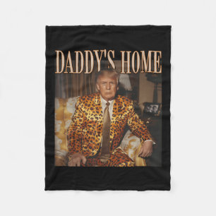 Grappig Trump Leopard Daddys Home, Trump 2024 Fleece Deken