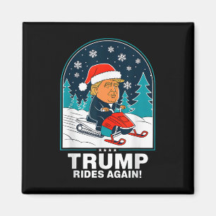 Grappig Trump rijdt weer sneeuwscooter Fun Winter Magneet