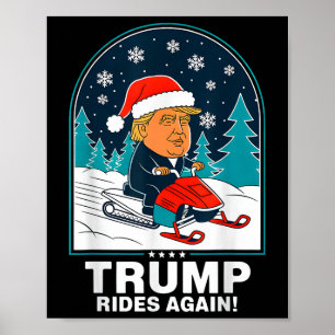 Grappig Trump rijdt weer sneeuwscooter Fun Winter Poster