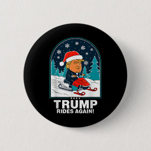 Grappig Trump rijdt weer sneeuwscooter Fun Winter Ronde Button 5,7 Cm