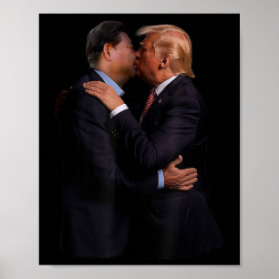 Grappig Trump VS President en China President Kiss Poster