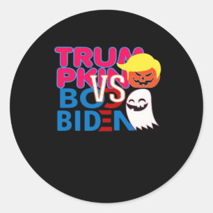 Grappig Trumpkin vs Boo Biden Halloween Design Cla Ronde Sticker