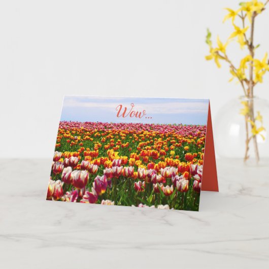 Grappig, tulpen, bloemen, kleurrijk, easter kaart (Gele Bloem)