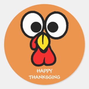 Grappig Turkije gezicht gelukkig Thanksgiving Ronde Sticker