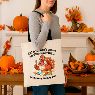 Grappig Turkije Thanksgiving calorieën tellen niet Tote Bag