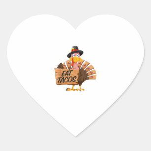 Grappig Turkije Thanksgiving Eet taco's Vegan Pilg Hart Sticker
