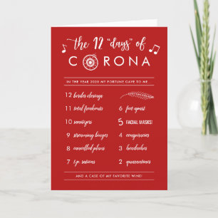 Grappig Twaalf Dagen Corona Modern Rood Feestdagen Kaart