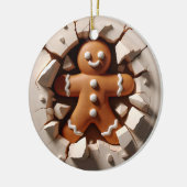Grappig tweezijdig peperkoek man kerst keramisch ornament (Links)