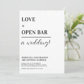 Grappig Typografie Zwart Wit Casual Bruiloft Kaart (Staand voorkant)