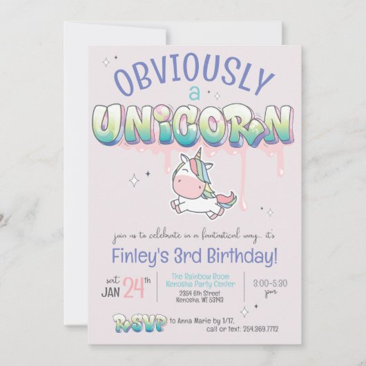 Grappig Uiteraindelijst Een Eenhoorn Regenboog Mei Kaart (Voorkant)