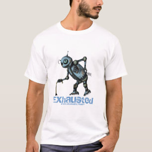 Grappig uitgeput oud robot t-shirt design
