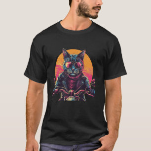Grappig uitziend Motorfiets Kat Kostuum met Zonneb T-shirt