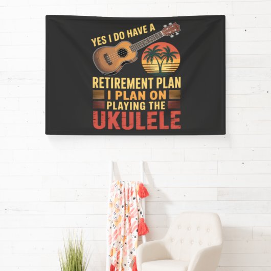 Grappig Ukelele Pensioenplan Spandoek (Insitu)