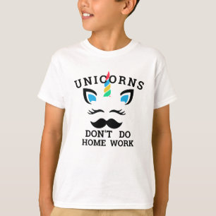 Grappig Unicorn T-shirt - 'Ik doe geen huiswerk' T
