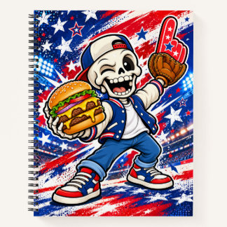 Grappig USA-honkbal-skelet-notitieboek – Burger & Notitieboek