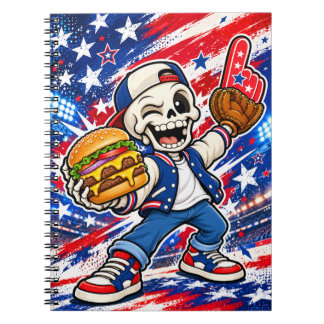 Grappig USA-honkbal-skelet-notitieboek – Burger & Notitieboek