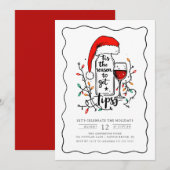 Grappig Vakantie Uitnodiging Wijn Thema (Voorkant / Achterkant)