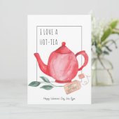 Grappig Valentijnsdag dat ik van een hot-thea hou Feestdagenkaart (Staand voorkant)
